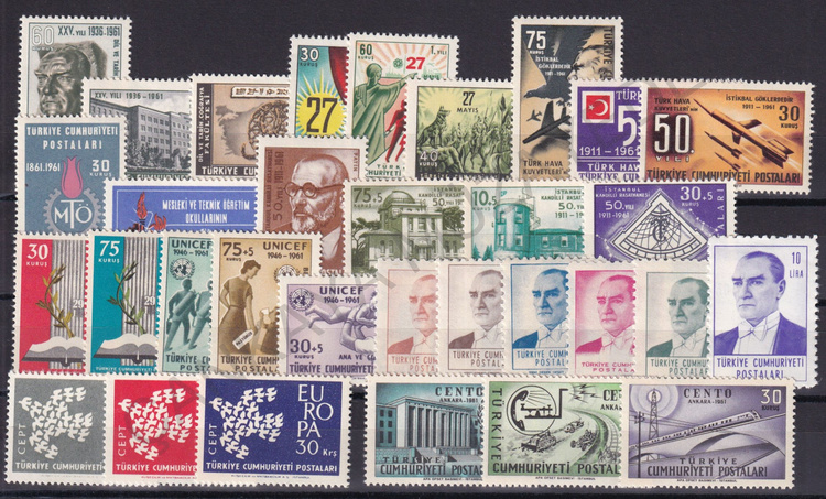 1961 yl pullar komple arniyersiz Kat 416 | Çankaya Müzayede | Yl Seti 19611970