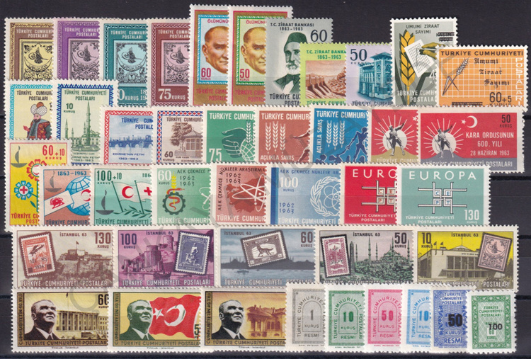 1963 yl pullar komple arniyersiz Kat 454 | Çankaya Müzayede | Yl Seti 19611970