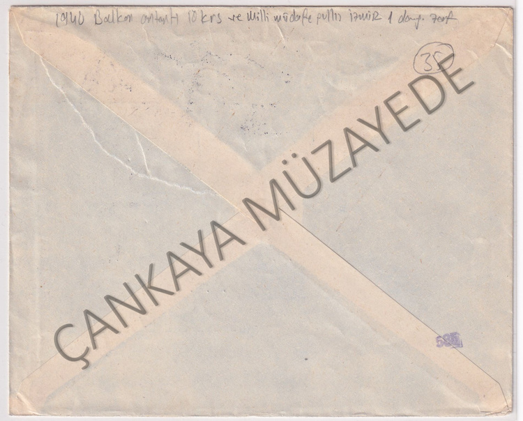 1941 Balkan Antant 10k ve Milli Mdafaa 1k pullu Mustafa Haydar Nazl  zmir antetli ZMR1 damgal svee gnderilmi zarf | Çankaya Müzayede | Cumhuriyet