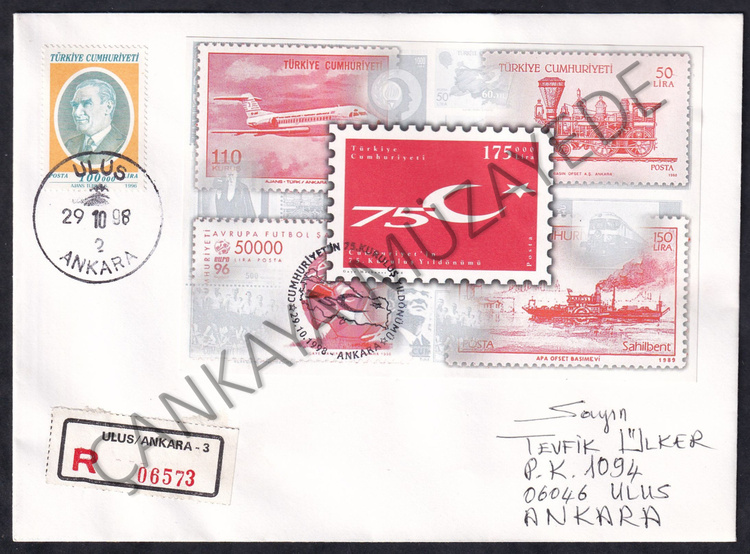 1998 Cumhuriyetin 75 Yl dantesiz blok taahhtl postadan gemi FDC ISF BL42 | Çankaya Müzayede | Cumhuriyet