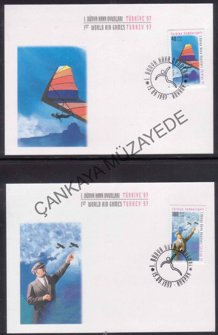 1997 1 Dnya Hava Oyunlar drt zel kart zerindeISF 352124 FDC Kat 125 | Çankaya Müzayede | Cumhuriyet