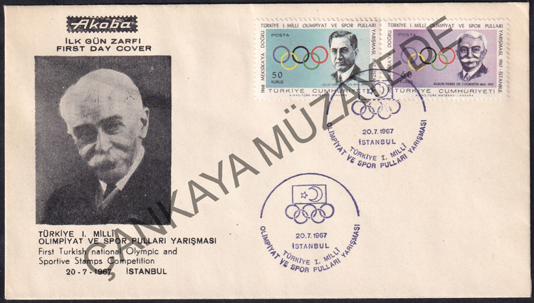 1967 Olimpiyat ve Spor Pullar Yarmas FDC Akoba ISF 245253 Kat 40 | Çankaya Müzayede | Cumhuriyet