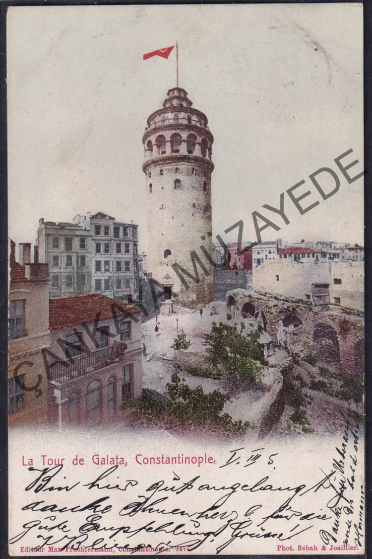 1905 20p srarjl kartpostal stanbul Avusturya Levant damgal Galata Kulesi kartpostal | Çankaya Müzayede | Osmanl