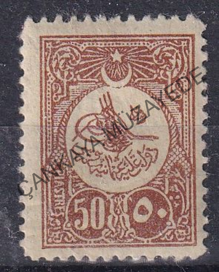 1901 Sultan Reat Tural ve Ayyldzl Pullar 50k damgasz arniyersiz MNH SF 285 Kat 1000  | Çankaya Müzayede | Osmanl