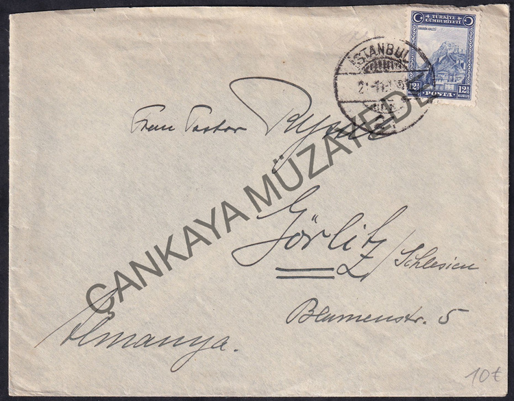 1930 5 Londra 12k tek pullu stanbul damgal Deutsche Lufthansa  Trkiye Vekillii kaeli Almanyaya gnderilmi zarf | Çankaya Müzayede | Cumhuriyet