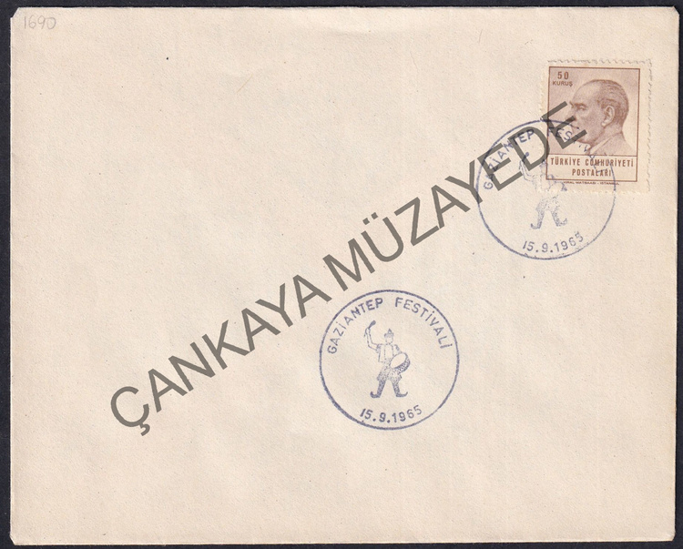 15091965 Atatrk 50k tek pullu GAZANTEP FESTVAL zel damgal zarf | Çankaya Müzayede | Cumhuriyet
