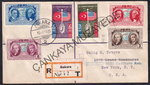 1939 Amerikann stiklalinin 150 Yl tam seri pullu  Ankara 2 damgal ABDye gnderilmi taahhtl zarf | Çankaya Müzayede | Cumhuriyet  
