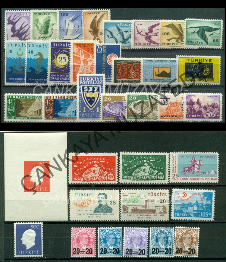 1959 yl pullar 17 seri arniyersiz Kat 259 | Çankaya Müzayede | Yl Seti 19511960