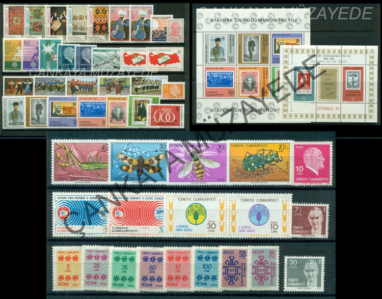 1981 yl pullar komple arniyersiz Kat 84850 | Çankaya Müzayede | Yl Seti 19811990