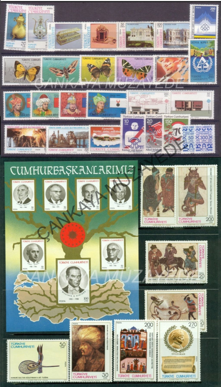 1987 yl pullar komple arniyersiz Otomat Pullar dahil deildir Kat 65750 | Çankaya Müzayede | Yl Seti 19811990